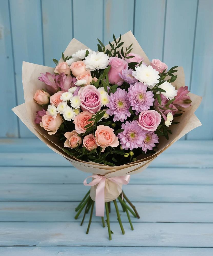 Букет цветов из: Хризантемы, Розы и Альстромерии в Ардатове Нижегородской области