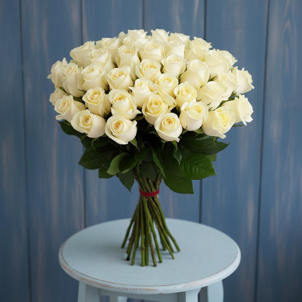 Букет 51 Белая роза Эдлесс Лав в Ардатове Нижегородской области