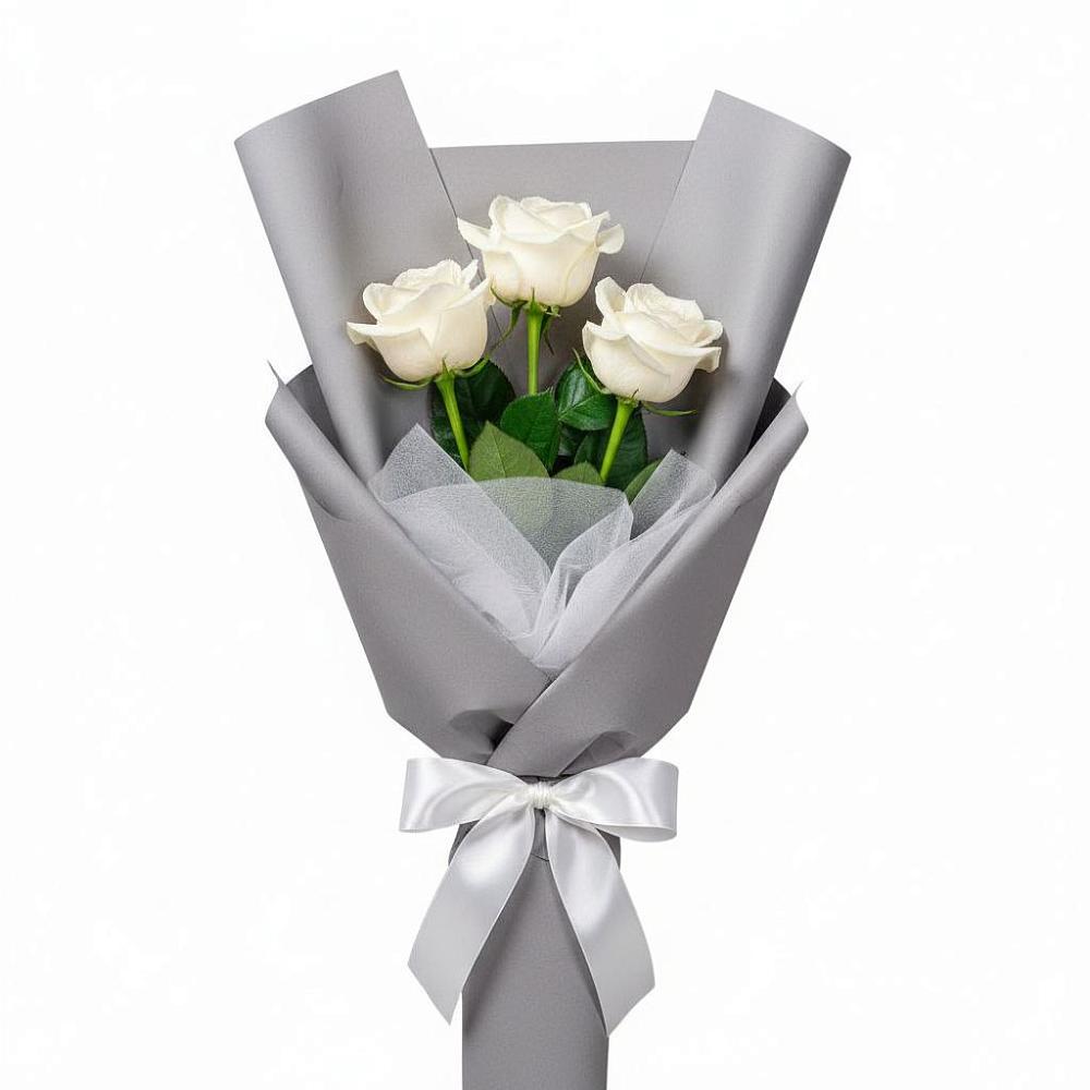 Букет 3 белые розы в Ардатове Нижегородской области